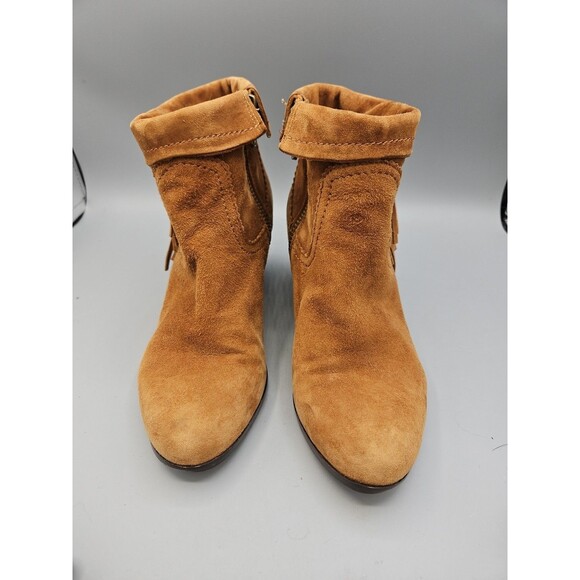 Sam Edelman Boots Womens 8.5 Brown Louie Suede Fringe Zip Ankle Western - Picture 2 of 12